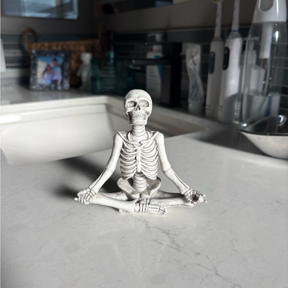 White Skeleton in Yoga Pose air plant holder (plant on the top of head)
